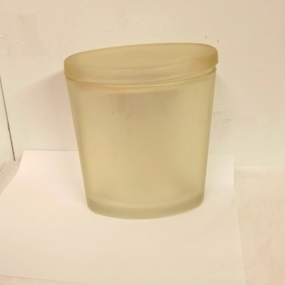 Vintage  Solid Frosty Glass Oval Canister 7"x5.5" - Picture 1 of 6